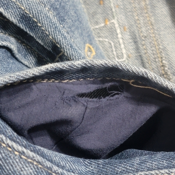 Double D Ranch x Kimo Sabe Denim Jacket Medium Flag Back Pins Western Boho - Picture 8 of 9